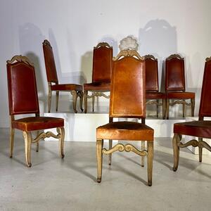 Set of 8 French 1940 high back chairs 