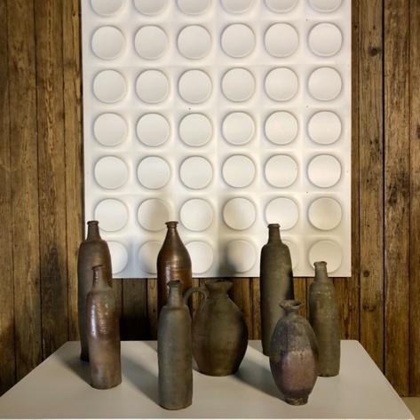 Set of 8 French stoneware bottles