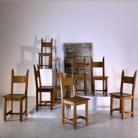 Set of 8 rustic modern chairs 