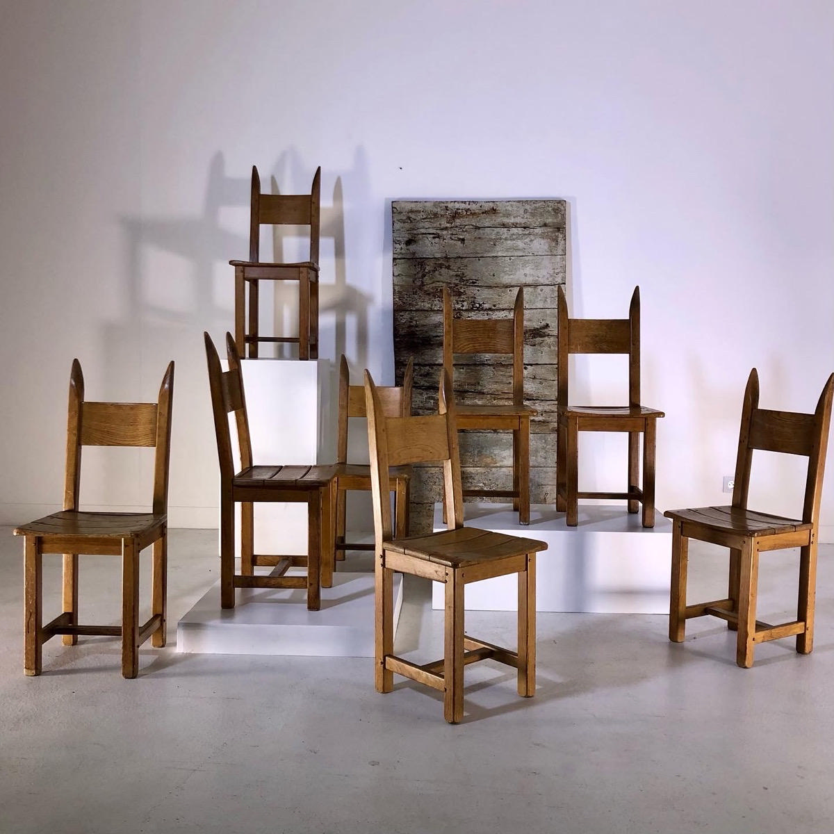 Set of 8 rustic modern chairs 