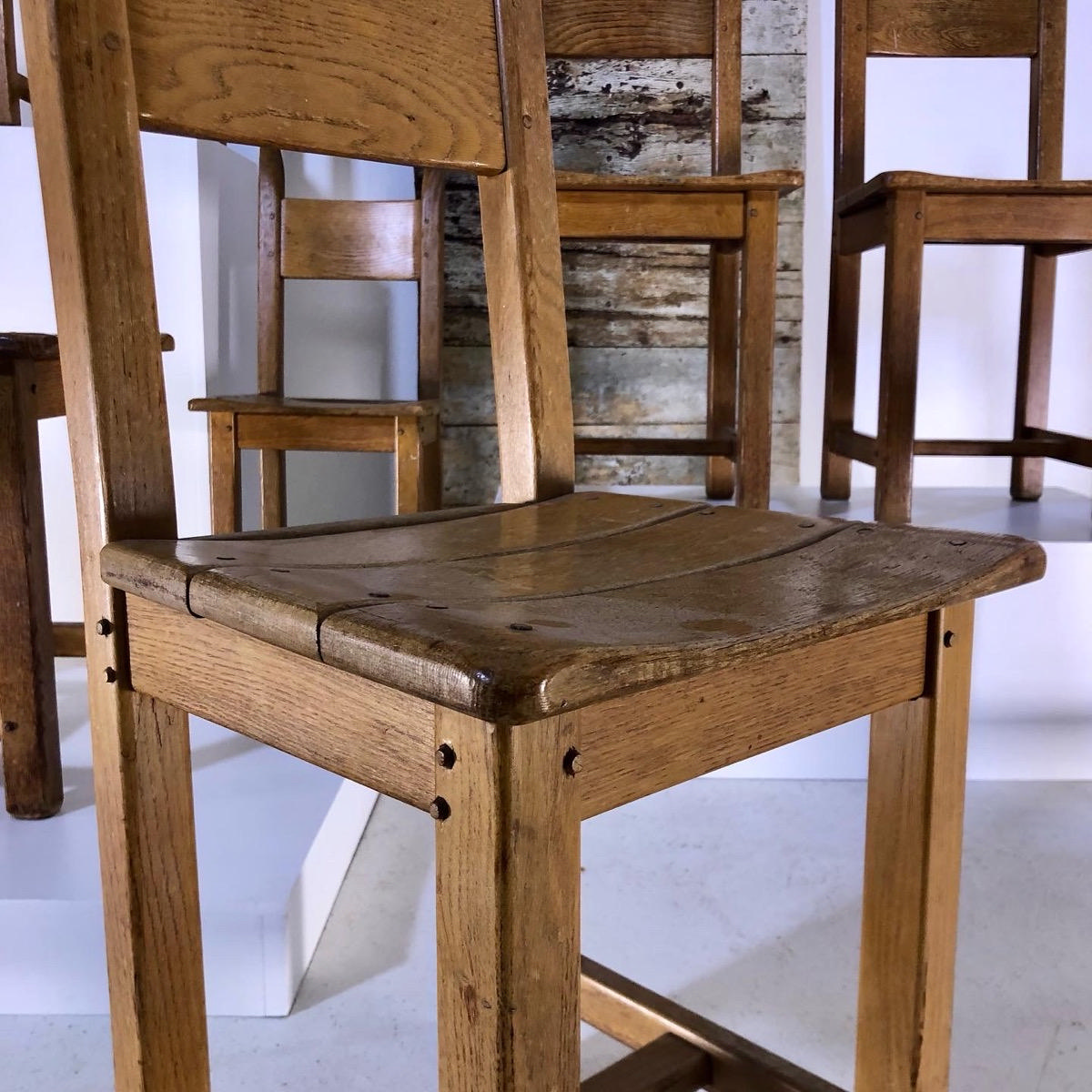 Set of 8 rustic modern chairs 