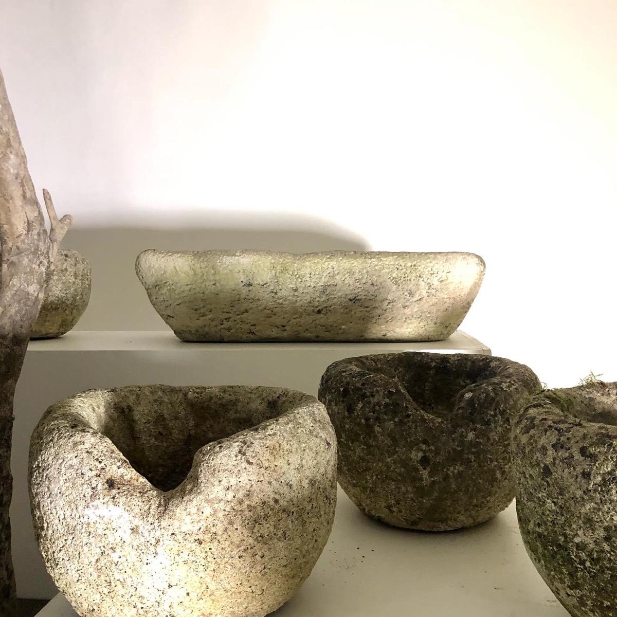 Set of 9 primitive concrete planters 