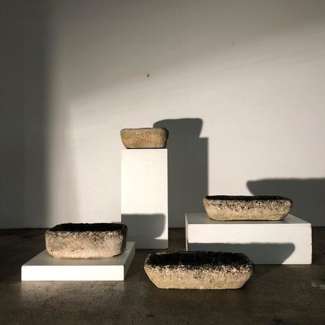 Set of primitive concrete planters 