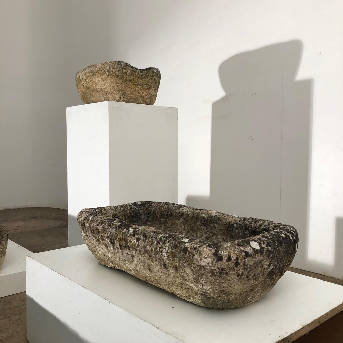 Set of primitive concrete planters 