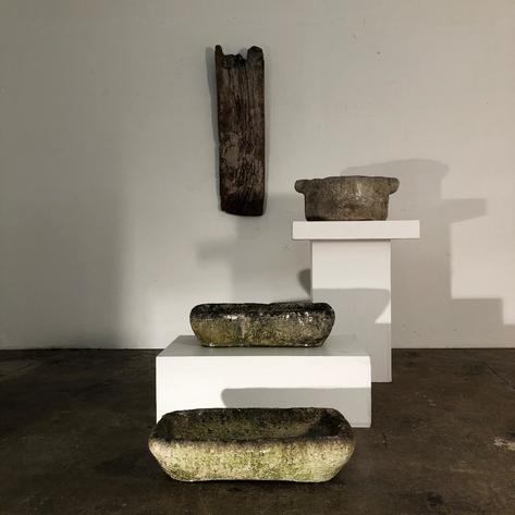 Set of primitive concrete planters 