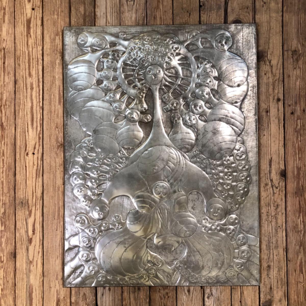 Silver plated metal panel sculpture Collection Arno de Bondues