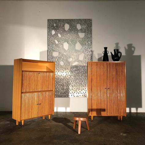 Two 1960 rattan cabinets