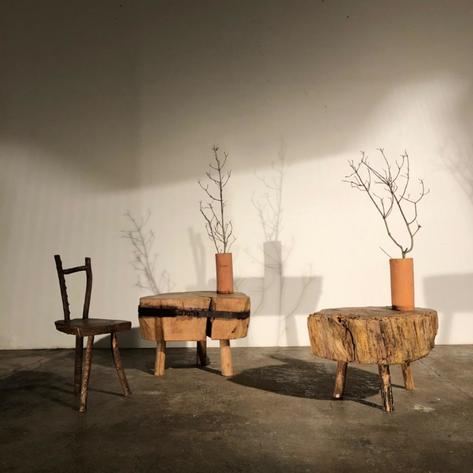 Two big primitive side tables