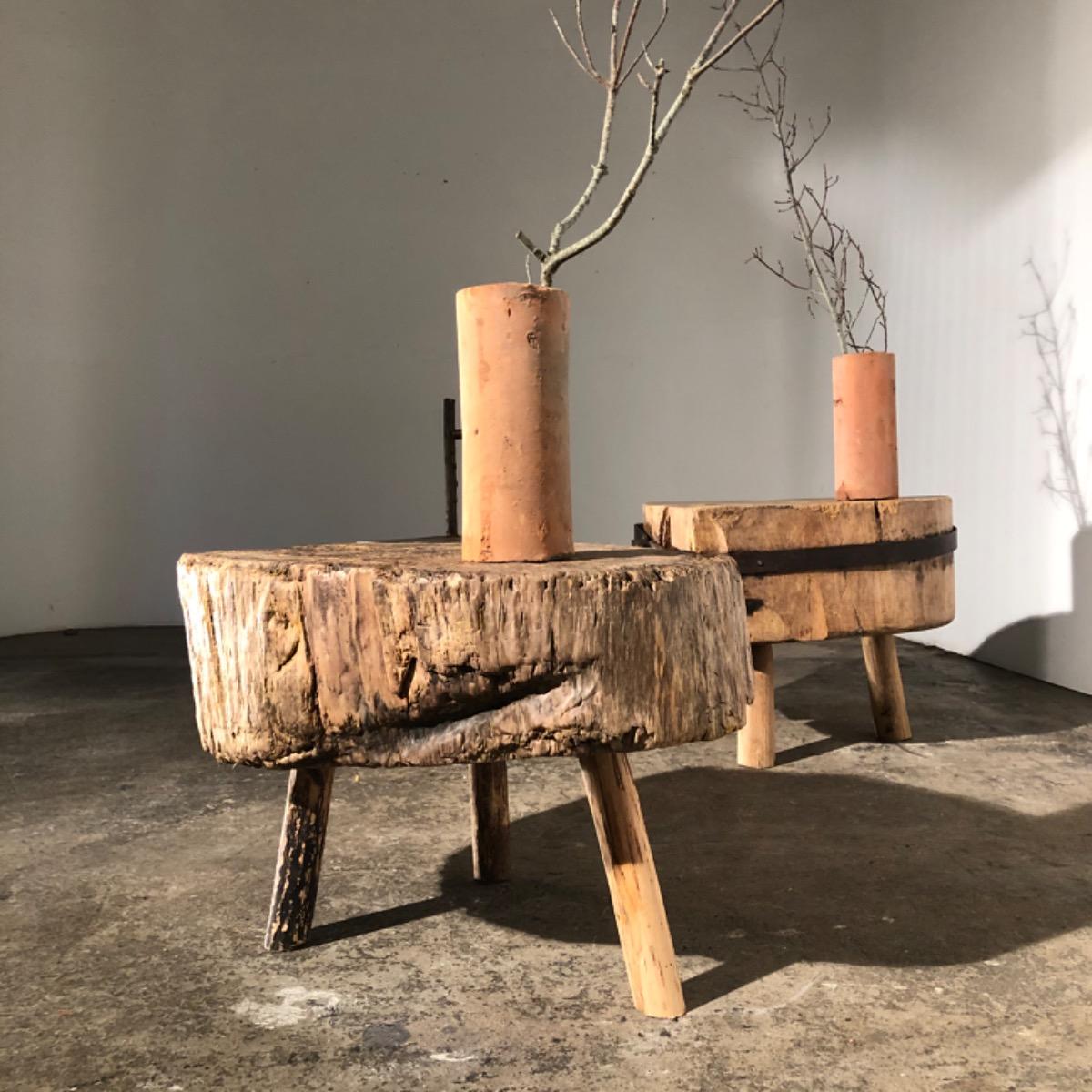 Two big primitive side tables