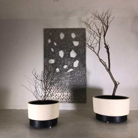 Two large 1970 fiberglass planters 