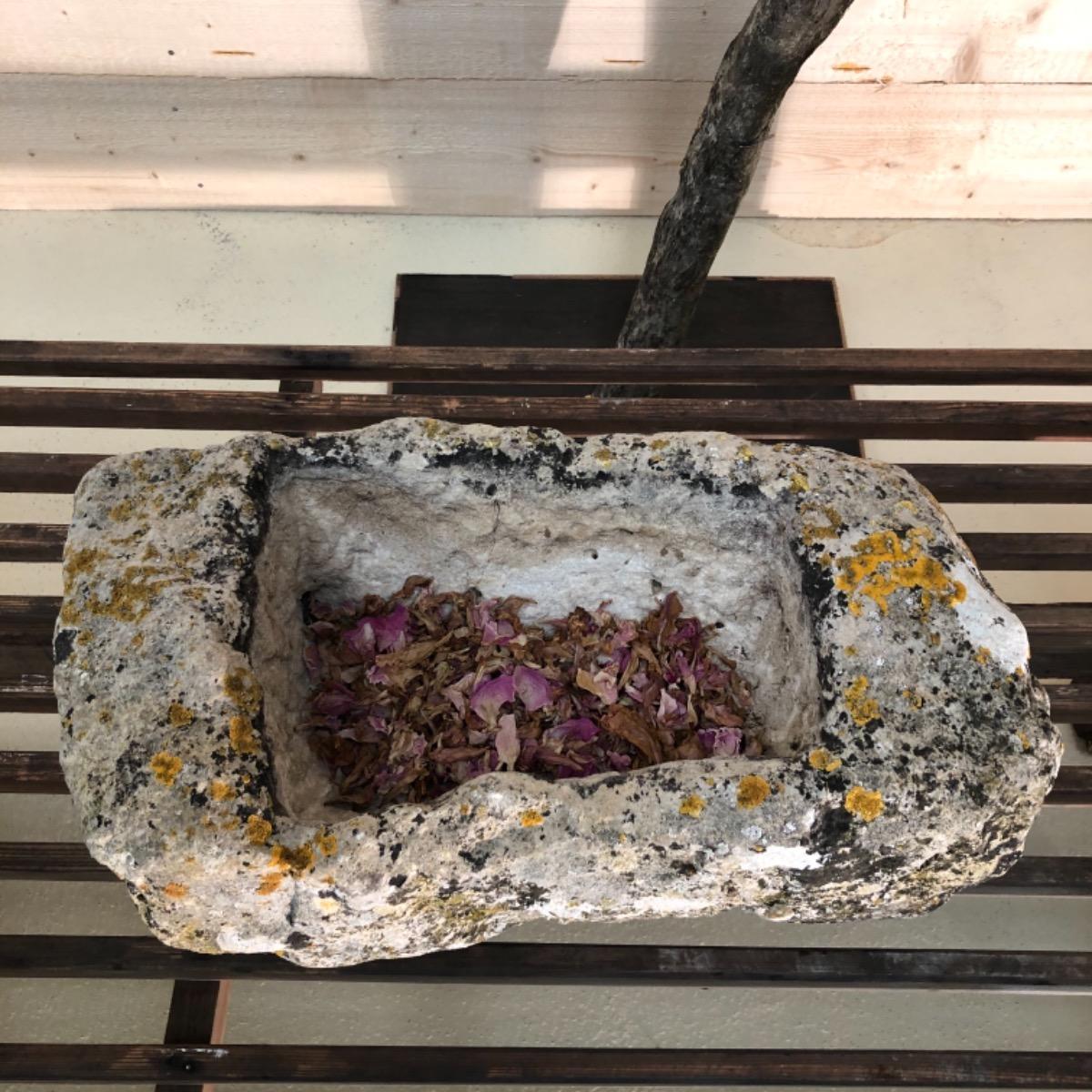 Two primitive stone planters. Circa 1850