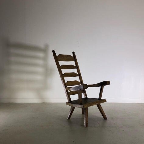 Unusual tall 1950 rustic modern armchair 