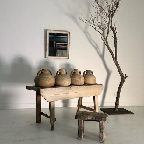 Wooden pottery shelf 